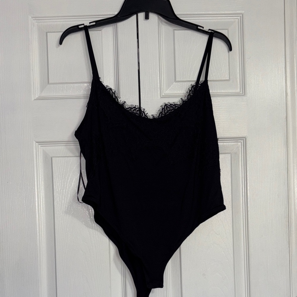Elegant Black Lace Trim Body Suit